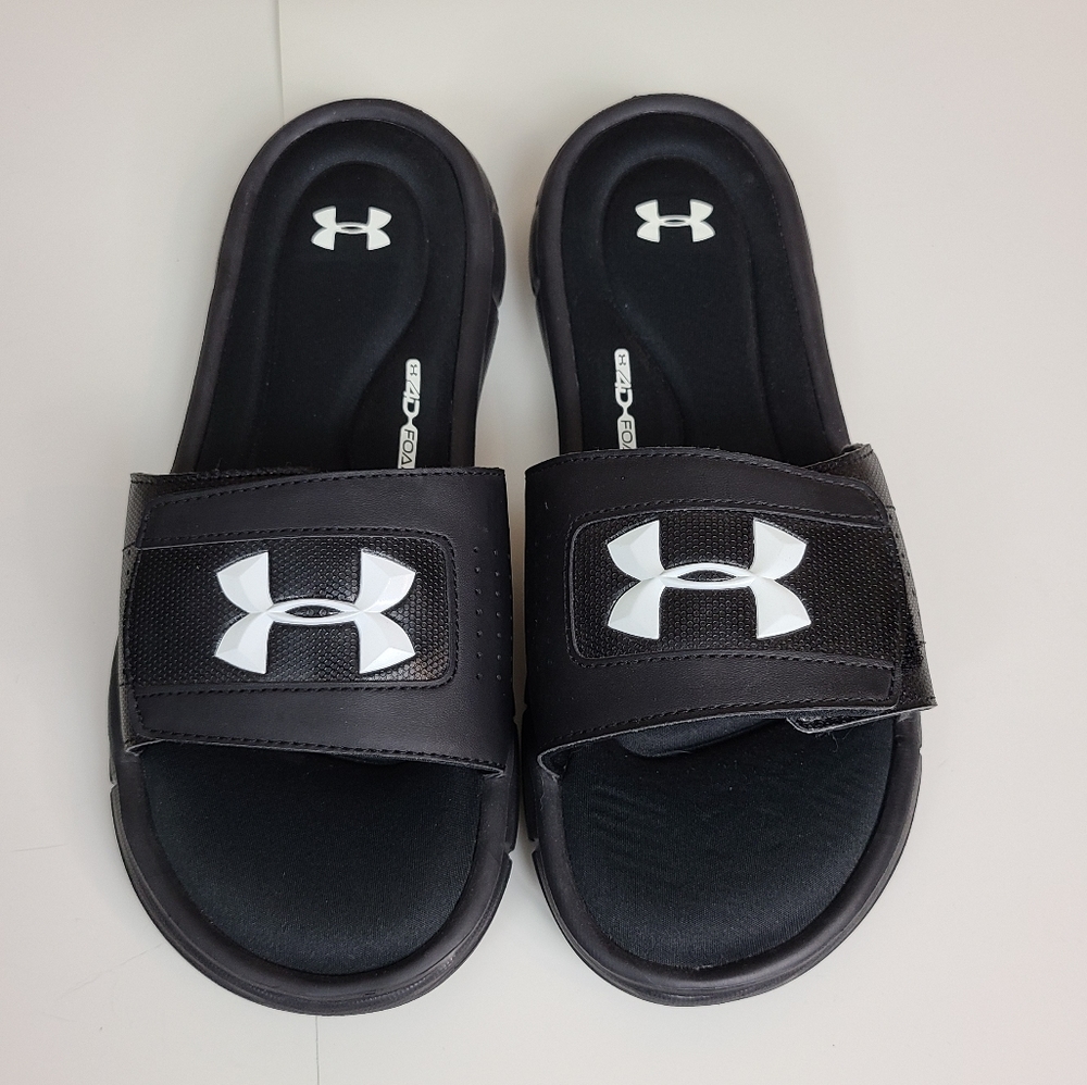 Under Armour Men's Black Ignite III 4D Foam Slip On Slide Sandals Sz 9